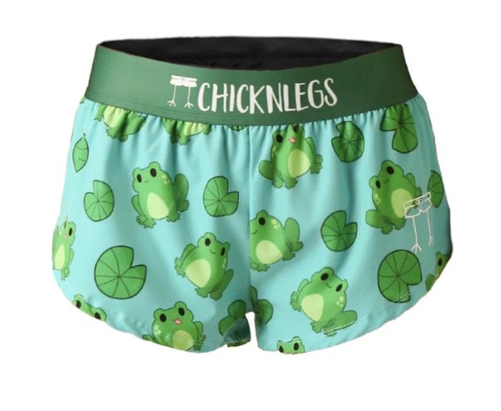 CHICKNLEGS WOMENS FARTLEK FROGGIES 1.5&quot; SPLIT SHORTS