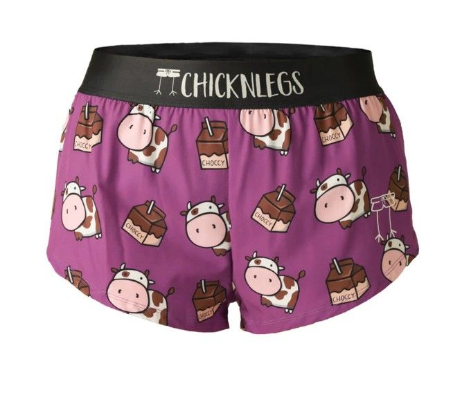 CHICKNLEGS WOMENS CHOCCY COWS 1.5&quot; SPLIT SHORTS
