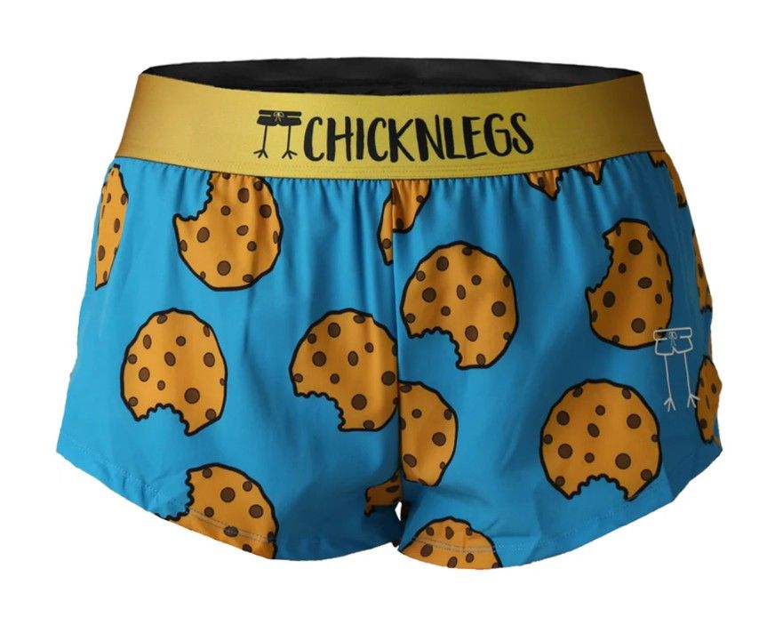 CHICKNLEGS WOMENS CHOCOLATE CHIP COOKIES 1.5&quot; SPLIT SHORTS