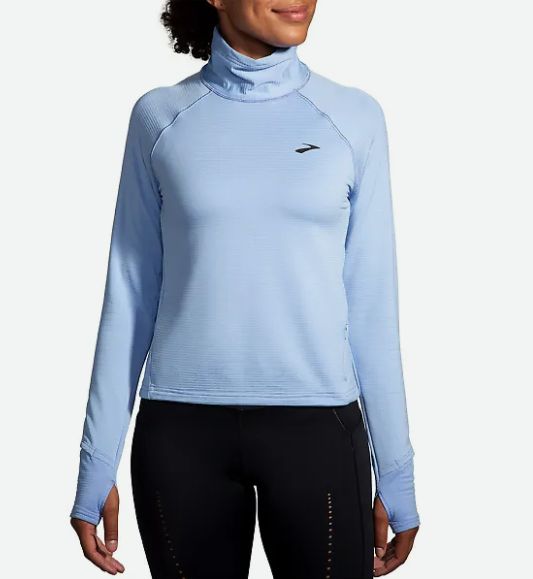 BROOKS WOMENS NOTCH THERMAL LONG SLEEVE 2.0, Color: LT LAVENDER/BLUE LAVENDER, Size: XXL