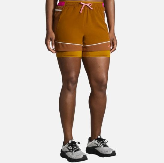 BROOKS WOMENS HIGH POINT 3&quot; 2-IN-1 SHORT