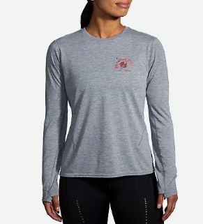BROOKS WOMENS DISTANCE LONG SLEEVE 2.0 TROT HAPPY &#39;23 GET UP &amp; GOBBLE