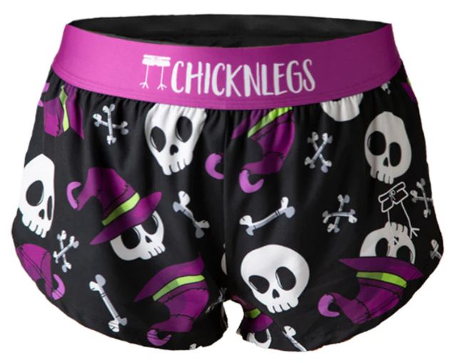 CHICKNLEGS WOMENS SKULLS 1.5&quot; SPLIT SHORTS