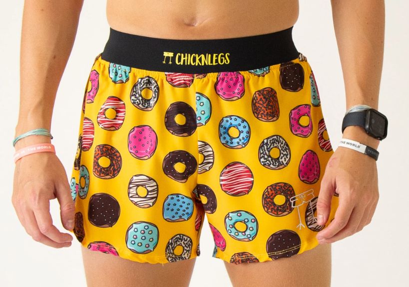 CHICKNLEGS MENS SALTY DONUTS 4&quot; HALF SPLIT SHORTS