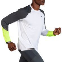 BROOKS MENS RUN VISIBLE LONG SLEEVE, Color: 134 - WHITE/ASHPALT/NIGHTLIFE, Size: XS