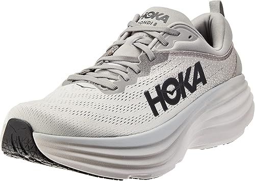 HOKA MENS BONDI 8, COLOR: SHMS - Sharkskin/Harbor Mist, SIZE: 11, WIDTH: WIDE (EE)