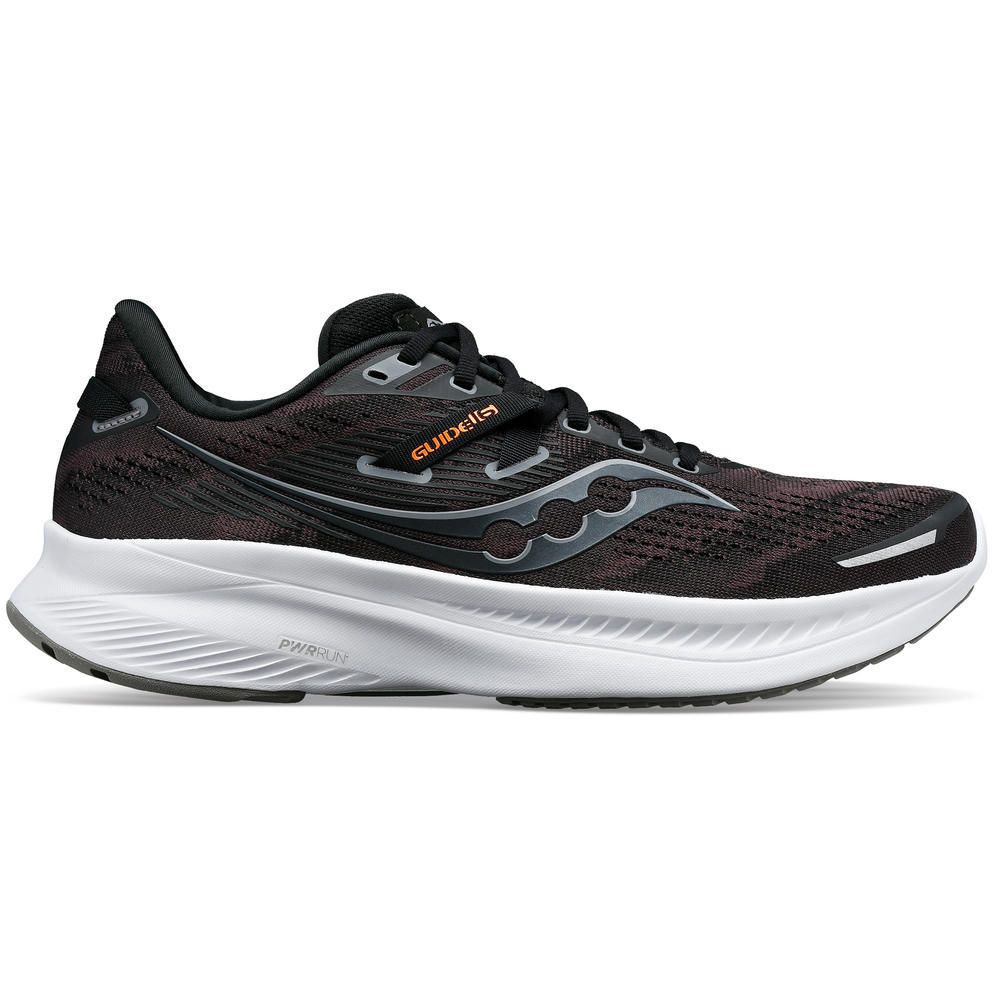 SAUCONY MENS GUIDE 16, COLOR: 05 - BLACK/WHITE, SIZE: 12, WIDTH: WIDE (EE)