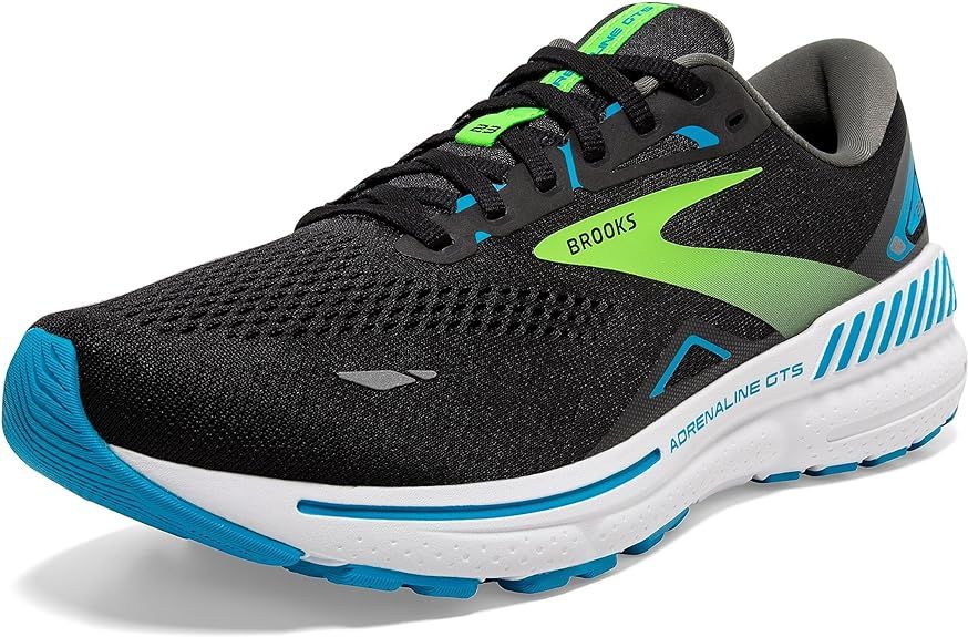 BROOKS MENS ADRENALINE GTS 23, COLOR: 006 - BLACK/HAWAIIAN OCEAN/GREEN, SIZE: 10, WIDTH: REG (D)