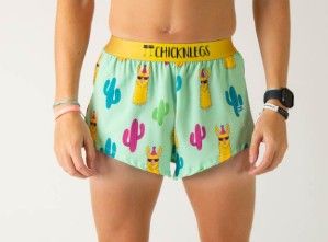 CHICKNLEGS MENS GREEN LLAMAS 2" SPLIT SHORTS