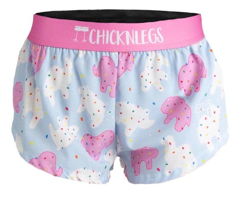 CHICKNLEGS WOMENS ANIMAL COOKIES 1.5" SPLIT SHORTS