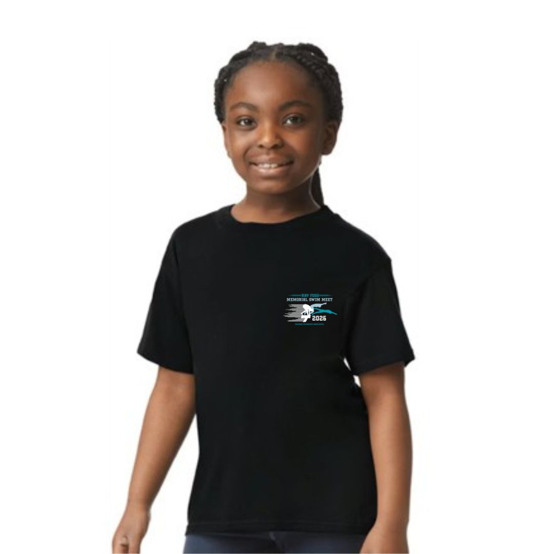 RAY FOGG MEMORIAL SWIM MEET OFFICIAL MEET YOUTH SHORT SLEEVE T-SHIRT - BLACK (POCKET LOGO)