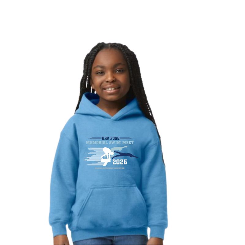 RAY FOGG YOUTH FLEECE HOODIE - CAROLINA BLUE (FULL FRONT)
