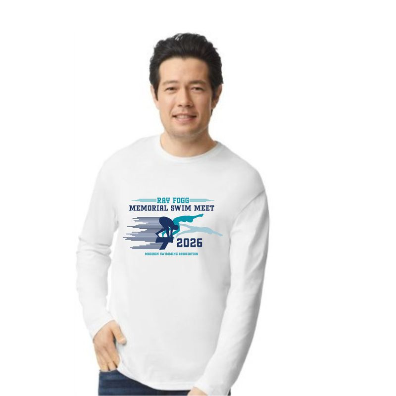 RAY FOGG ADULT LONG SLEEVE T-SHIRT - WHITE (FULL LOGO)