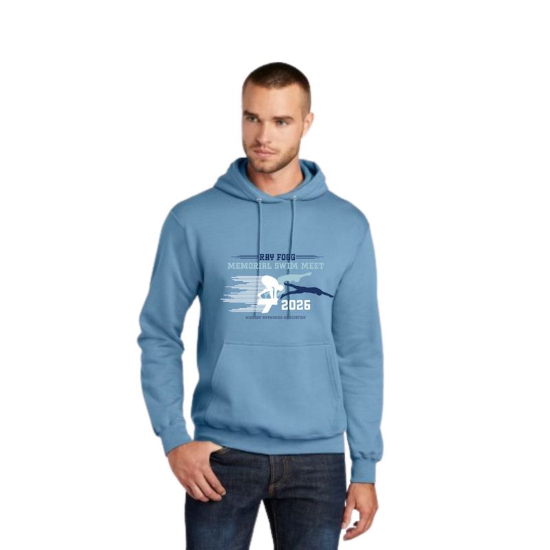 RAY FOGG ADULT FLEECE HOODIE - TUNDRA BLUE (FULL FRONT)