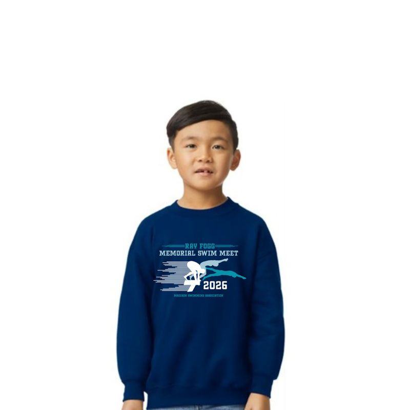 RAY FOGG YOUTH CREW NECK SWEATSHIRT - NAVY (FULL FRONT)