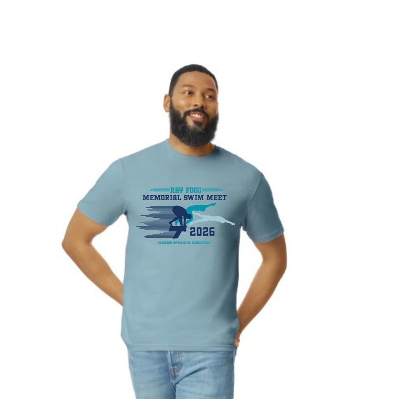 RAY FOGG ADULT SHORT SLEEVE T-SHIRT - STONE BLUE (FULL LOGO)