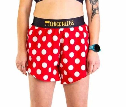 CHICKNLEGS WOMENS RED POLKA DOT 4" SPLIT SHORTS