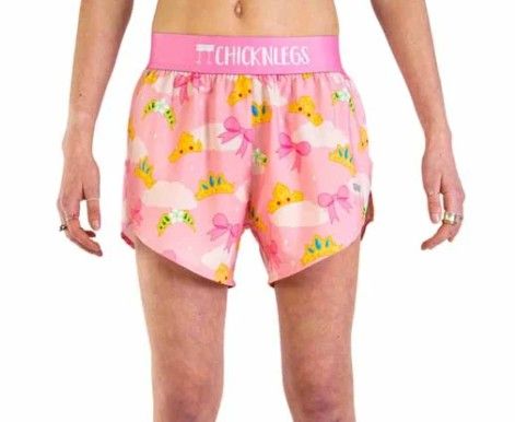 CHICKNLEGS WOMENS PRINCESS TIARA 4" SPLIT SHORTS