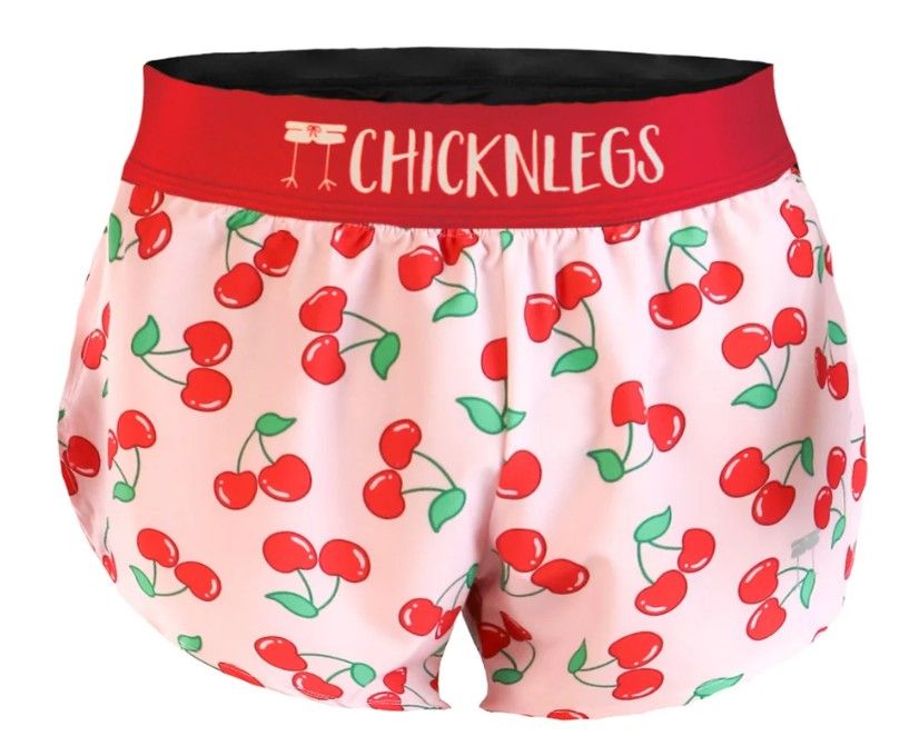 CHICKNLEGS WOMENS CHERRIES 1.5" SPLIT SHORTS