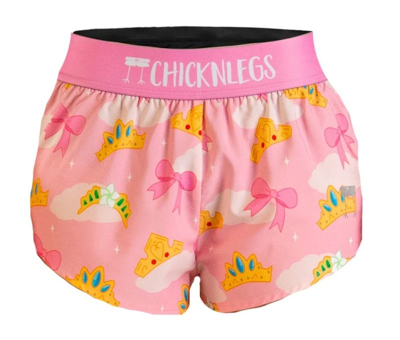 CHICKNLEGS WOMENS PRINCESS TIARA 1.5" SPLIT SHORTS