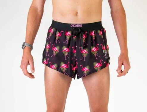 CHICKNLEGS MENS FLAMINGO 2" DS SPLIT SHORTS
