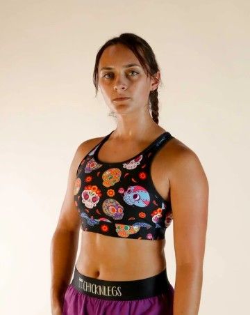 CHICKNLEGS WOMENS SUGAR SKULLS OG SPORTS BRA