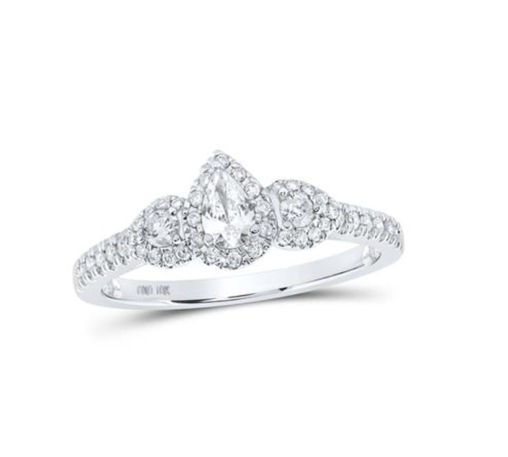 10k White Gold 1/2 ctw Pear Diamond Engagement Ring