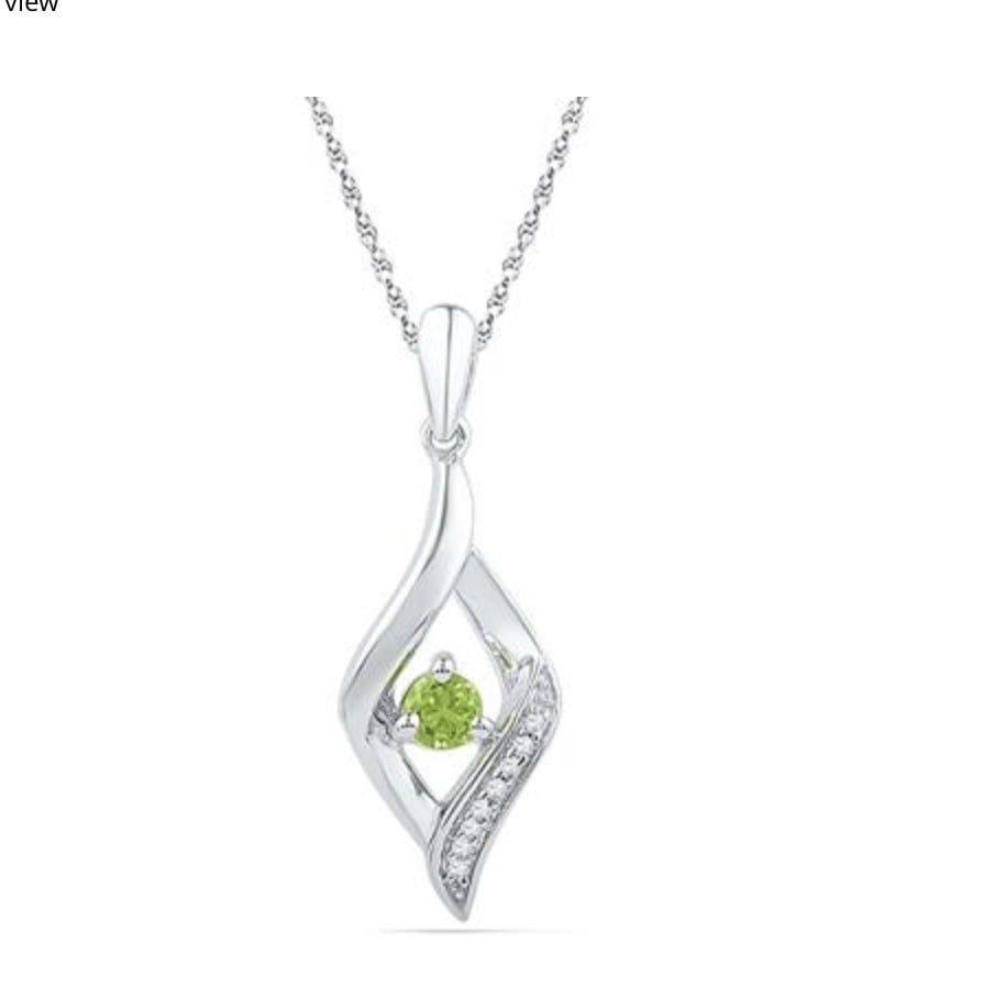Sterling Silver Peridot and Diamond Accent Necklace