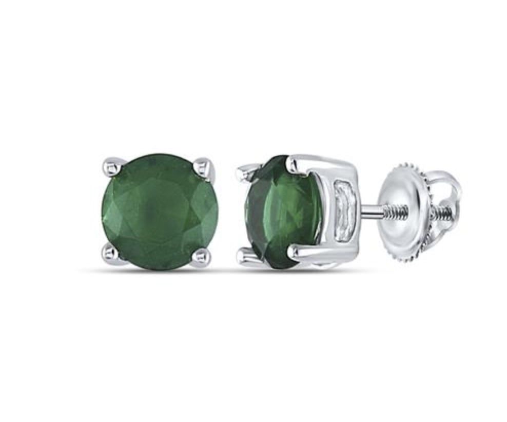 Sterling Silver Created Emerald Earrings with Screwbacks
