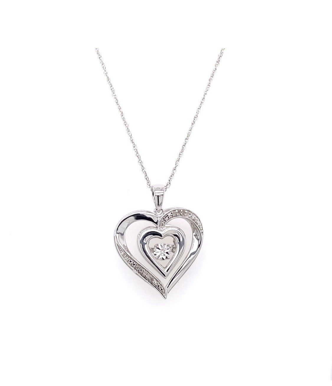 Sterling Silver Diamond Rhythm Heart Pendant