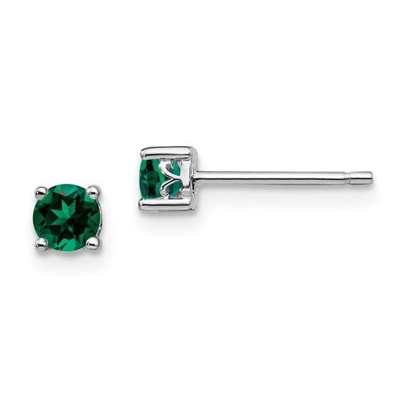 Sterling Silver 4mm Created Emerald Earrings