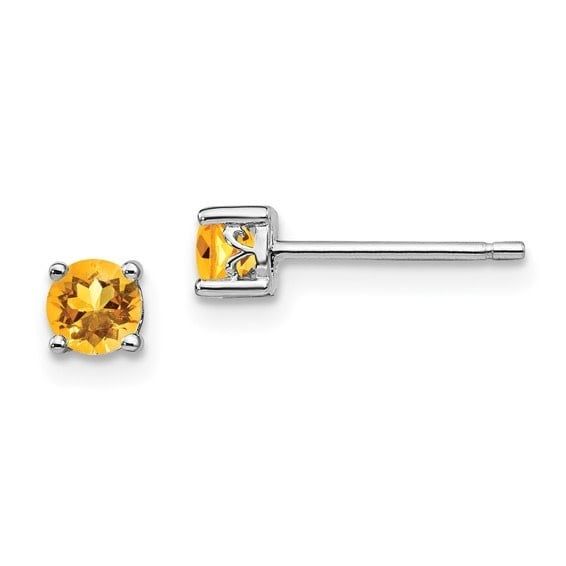 Sterling Silver 4mm Citrine Earrings