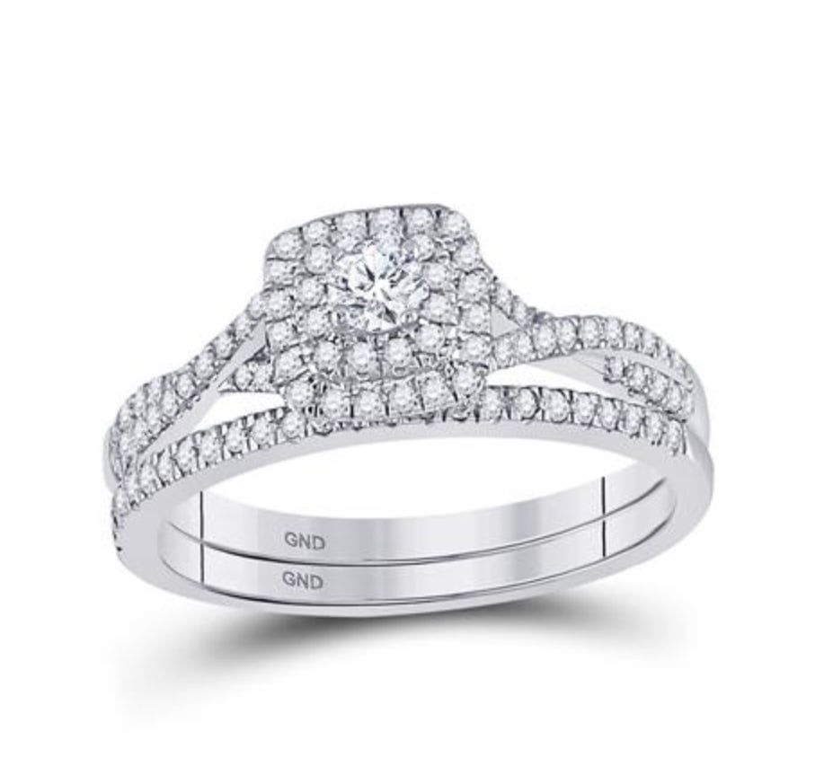 10k White Gold 1/2CTW Diamond Bridal Set