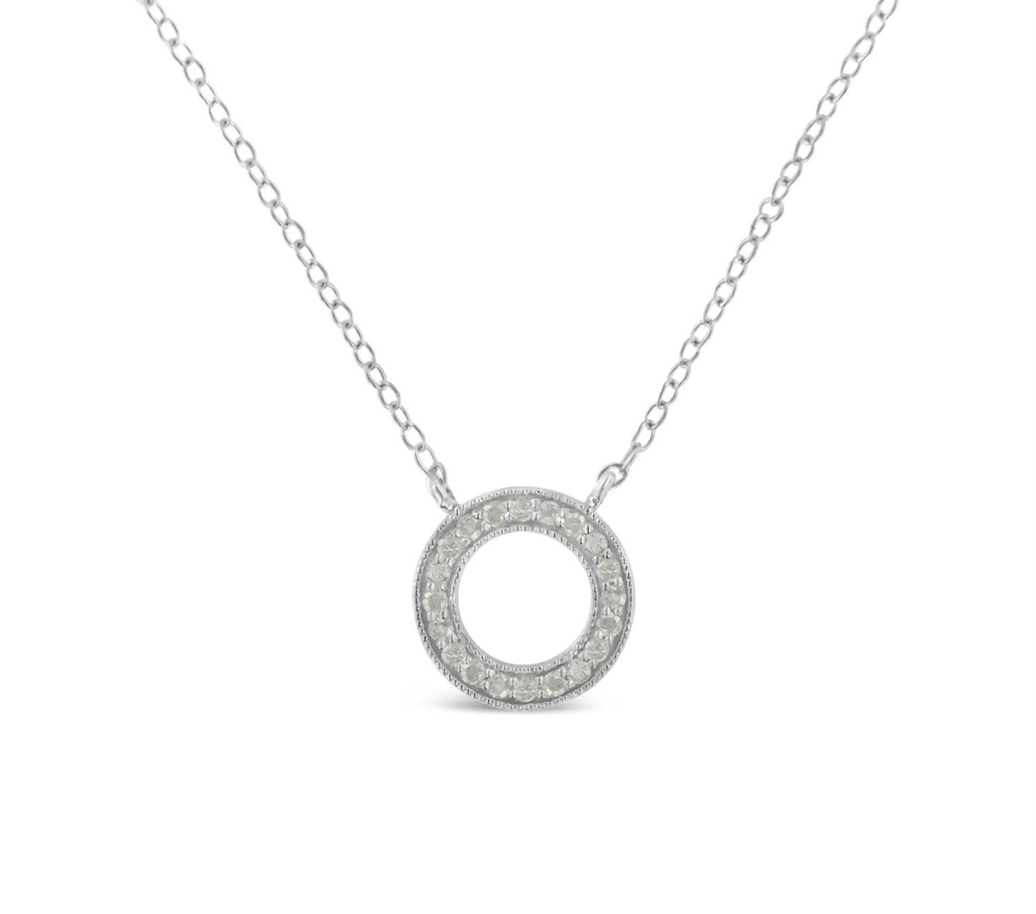 Sterling Silver 1/6 ctw Diamond Circle Necklace