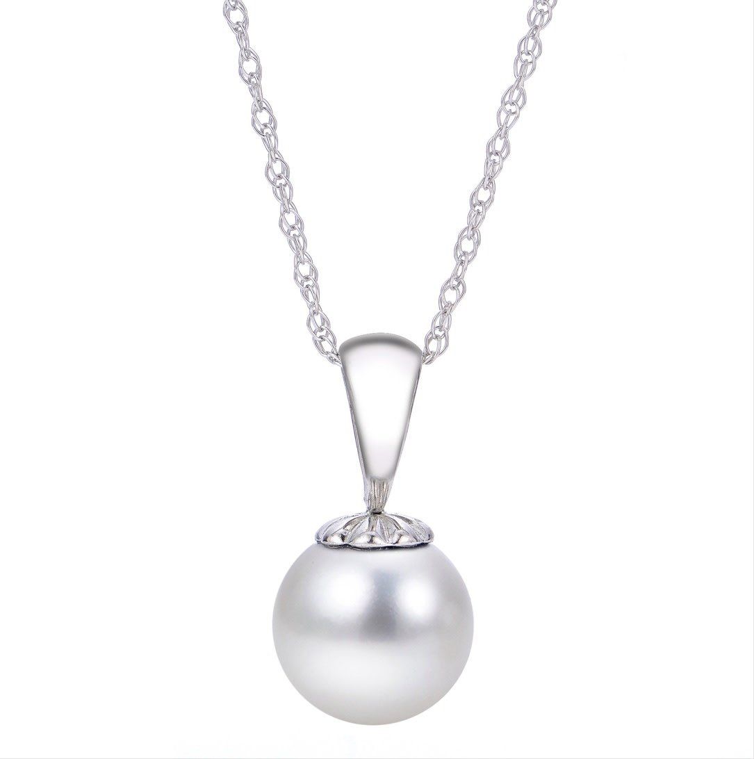 14k White Gold 7mm Fresh Water Pearl Pendant