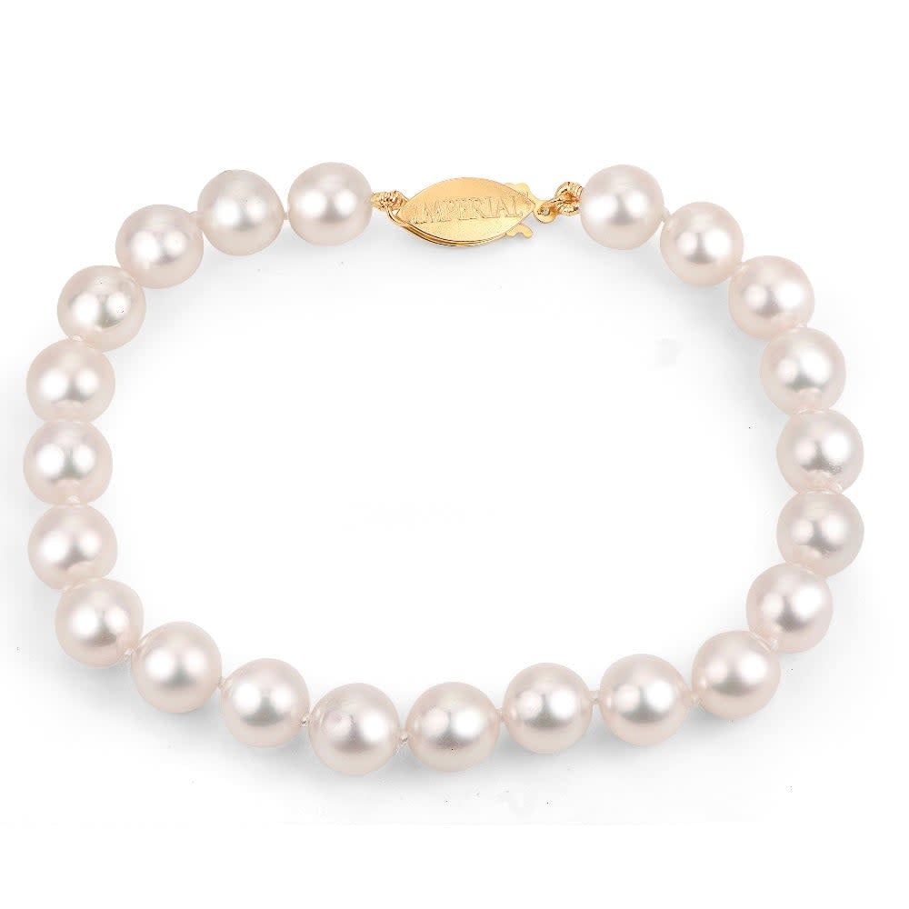 14k Yellow Gold 7 inch 7mm Pearl Bracelet