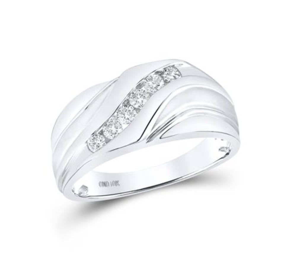 10k White Gold 1/3 ctw Diamond Gents Ring