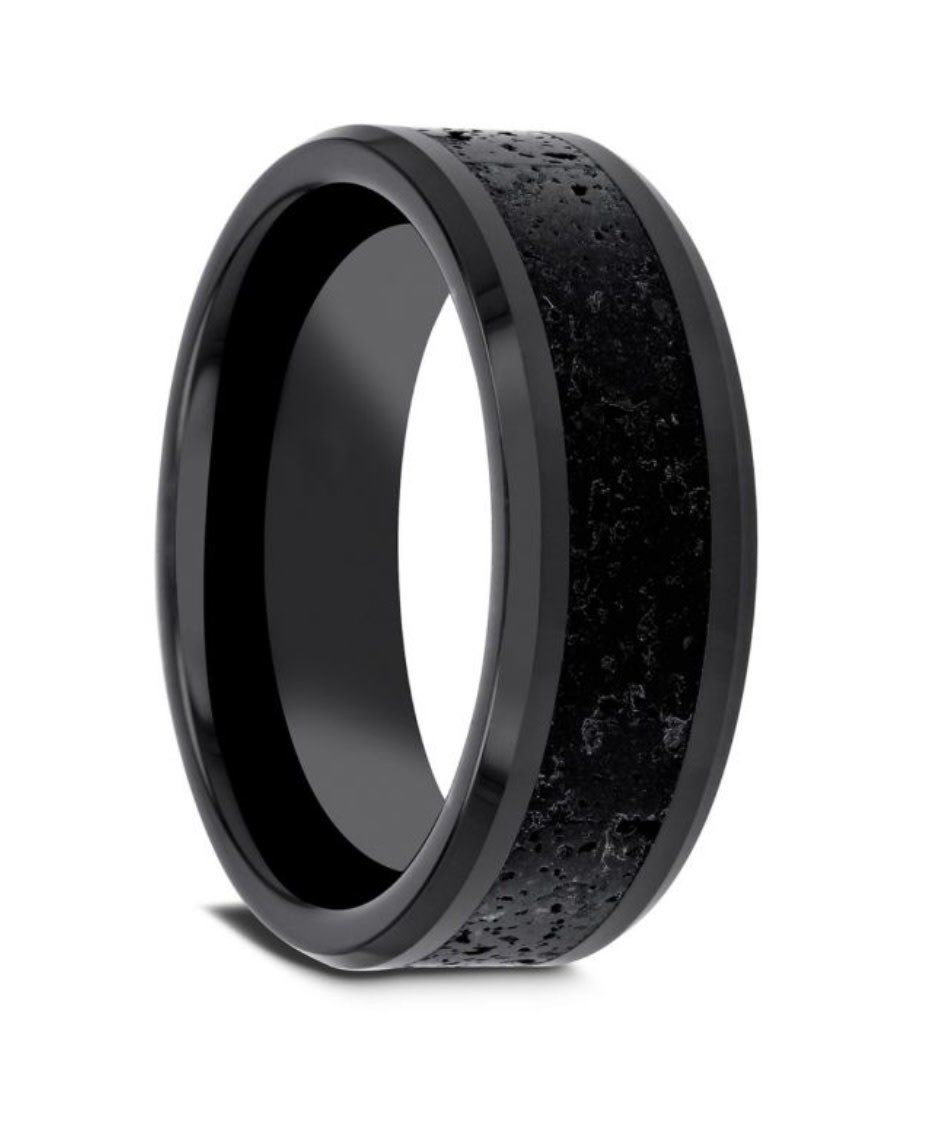 Vesuvius Black Ceramic and Lava Rock Ring