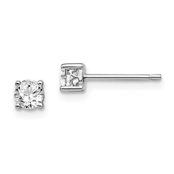 Sterling Silver 4mm White Topaz Earrings