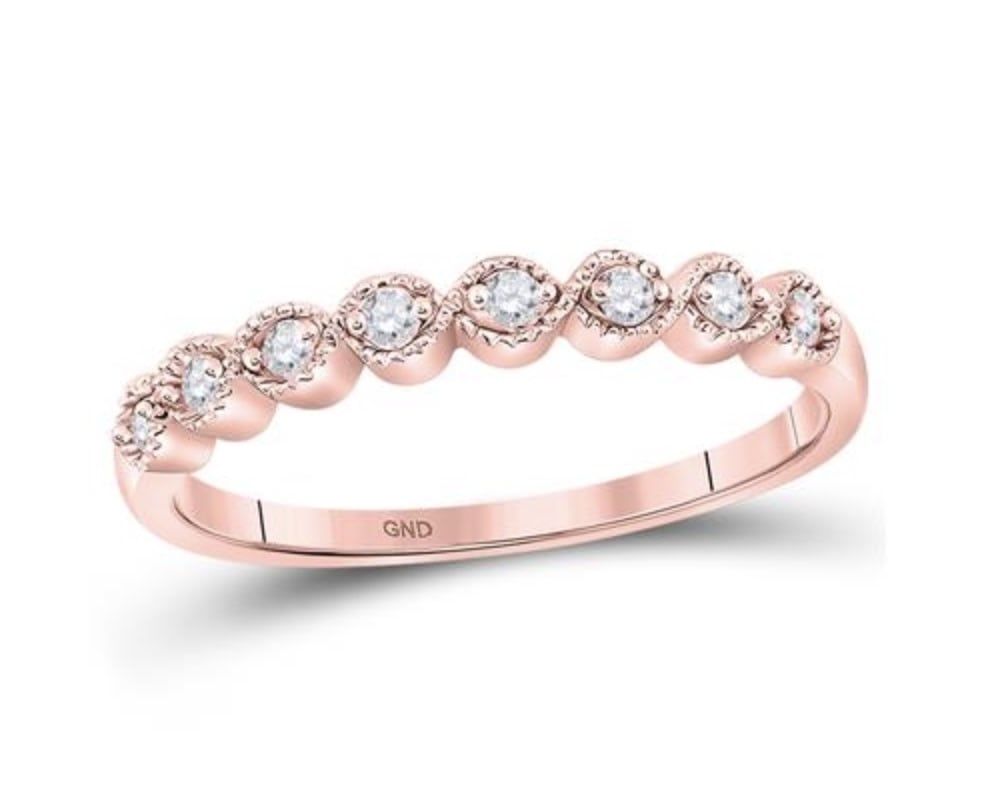 10k Rose Gold 1/10 ctw Diamond Band