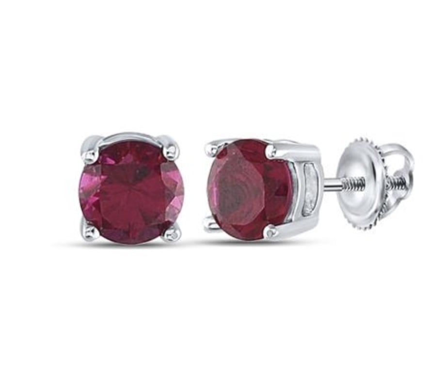 Sterling Silver 6mm Lab Created Ruby Screwback Earrings