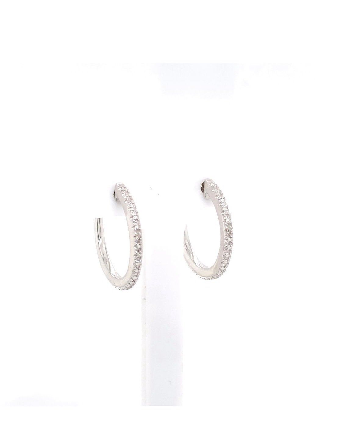 Sterling Silver Diamond Accent Hoop Earrings