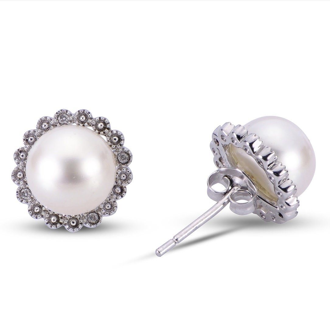 Sterling Silver 8mm Freshwater Pearl Earrings