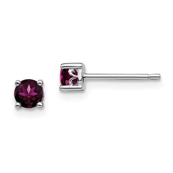 Sterling Silver 4mm Rhodolite Earrings