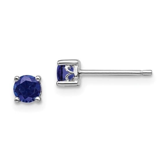 Sterling Silver 4mm Created Blue Sapphire Earrings
