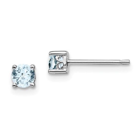 Sterling Silver 4mm Aquamarine Earrings