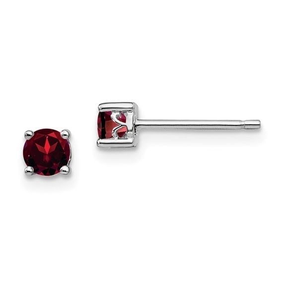 Sterling Silver 4mm Garnet Earrings
