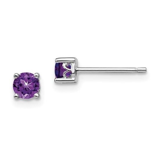 Sterling Silver 4mm Amethyst Earrings
