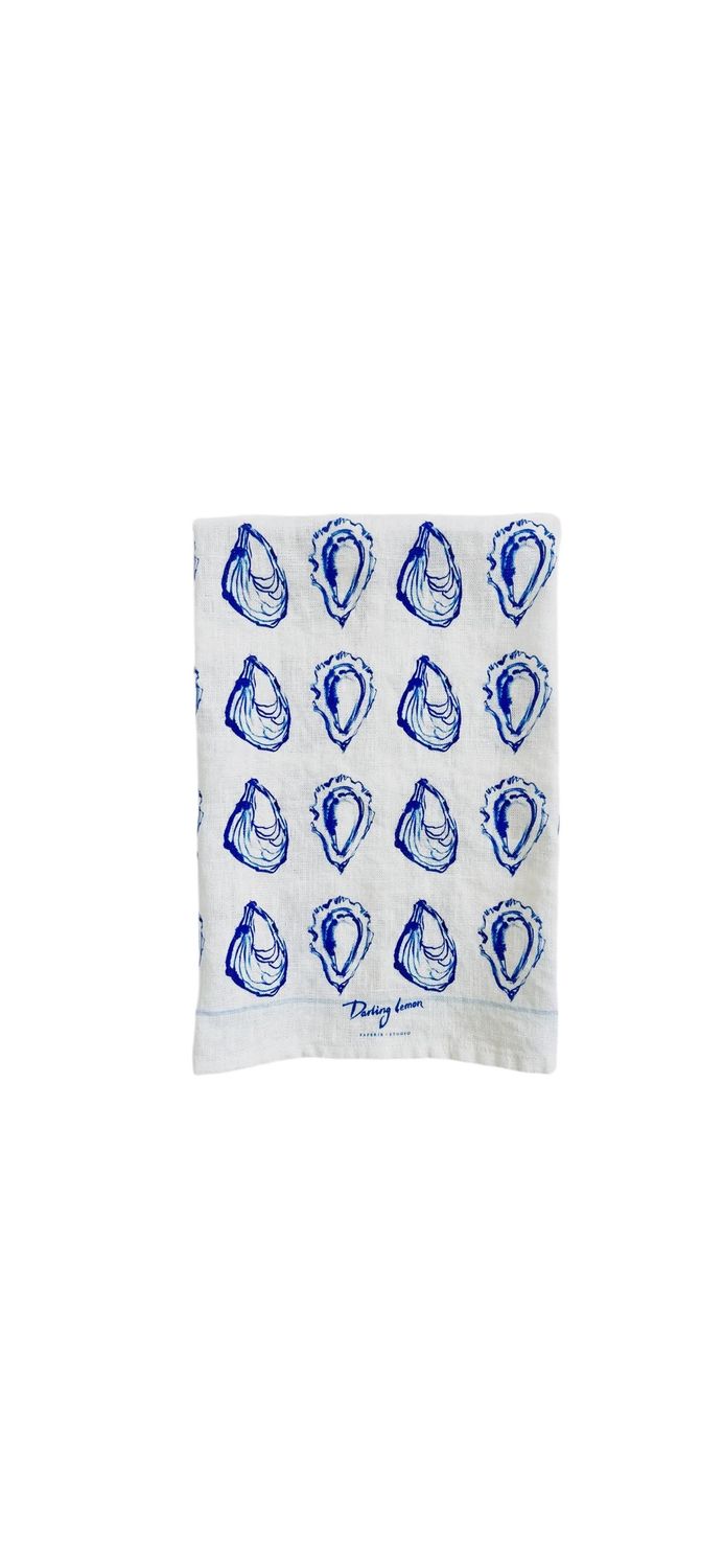 Oysters Linen Tea Towel