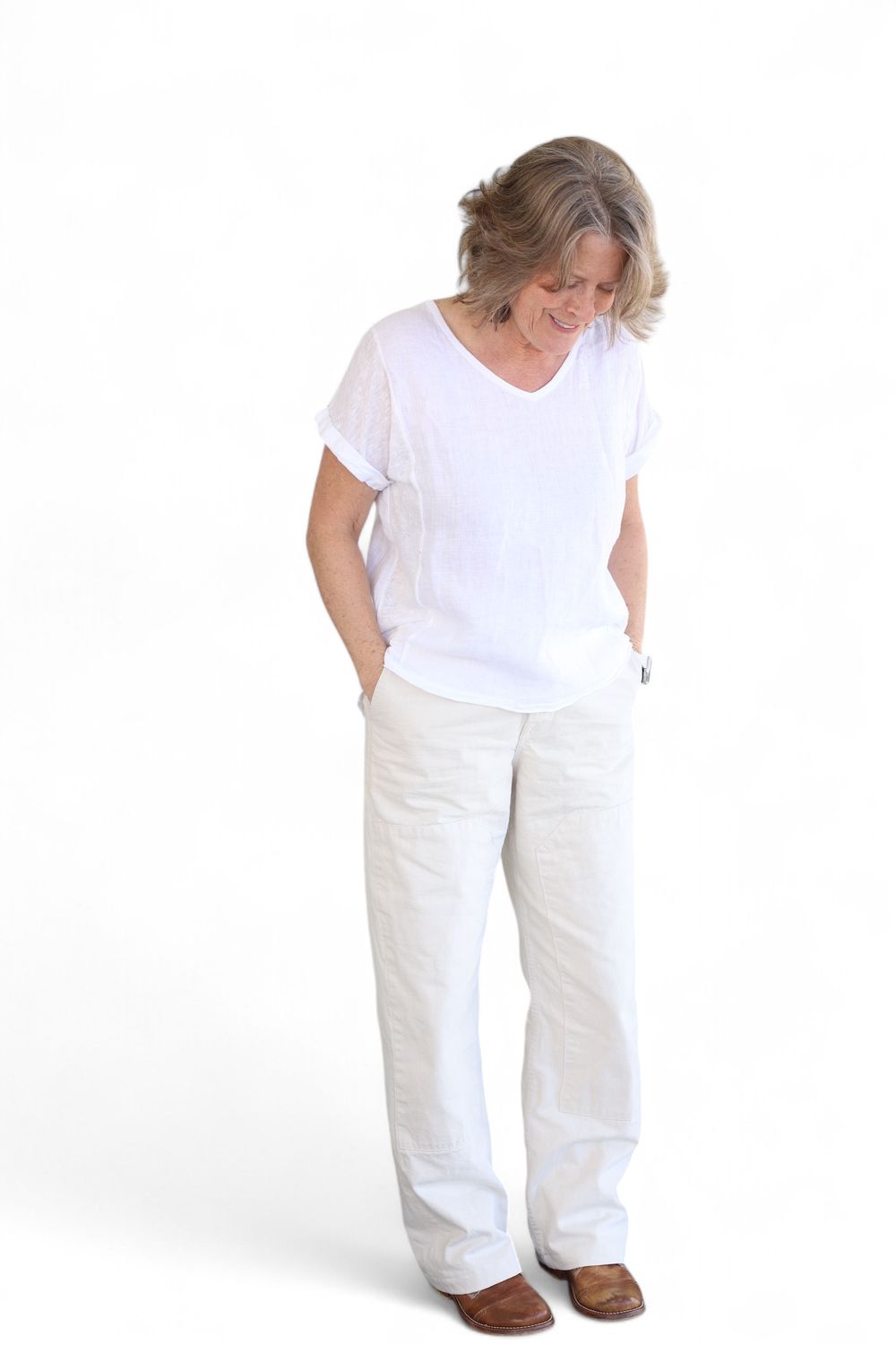 Washed Textured Tee- Linen/Cotton